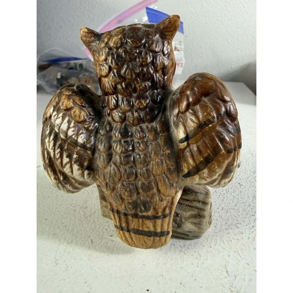 VTG Owl on Log‎ Porcelain Figurine Decor made in Japan